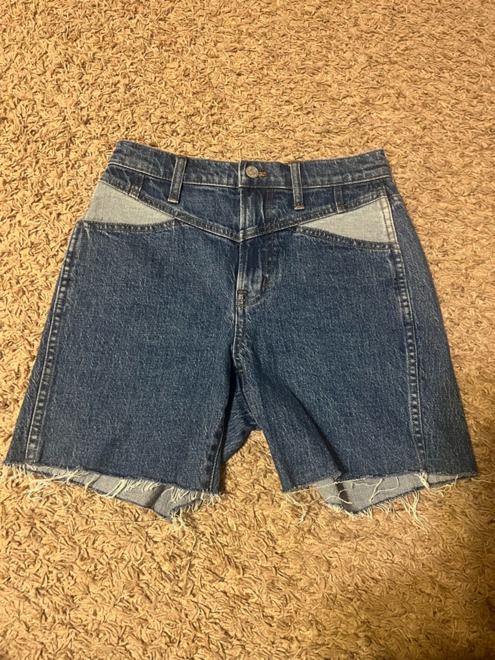 Madewell Two-Tone Blue Denim Shorts